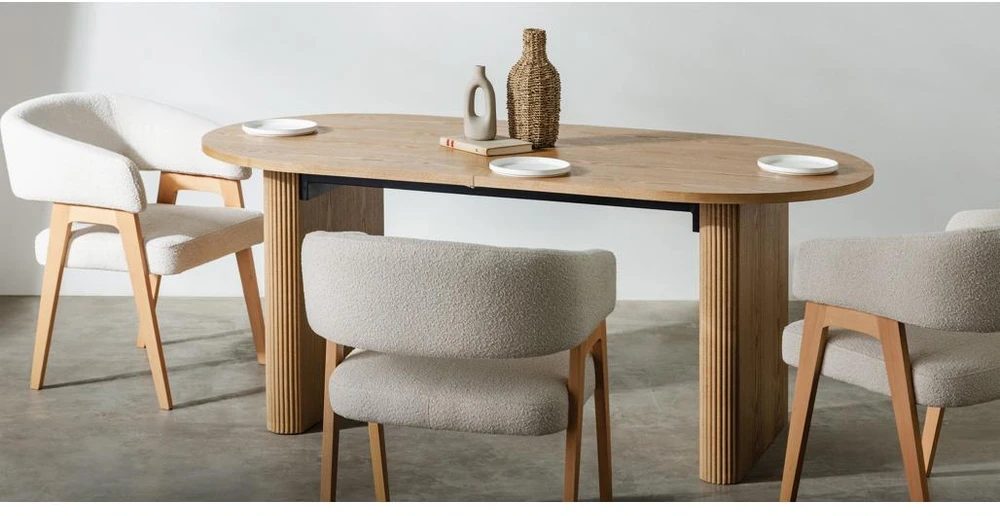 Novanook Ištraukiamas stalas, PLACAUX, 76x180-220x90 cm, Natūralus