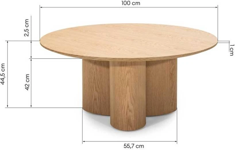 Novanook Kavos staliukas, NAORA, 44,5x100x100 cm, Ąžuolas