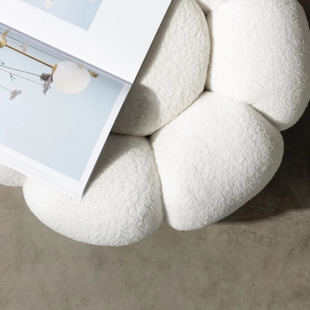 Novanook Pufas, PERLE, 61x61x31 cm, Baltas