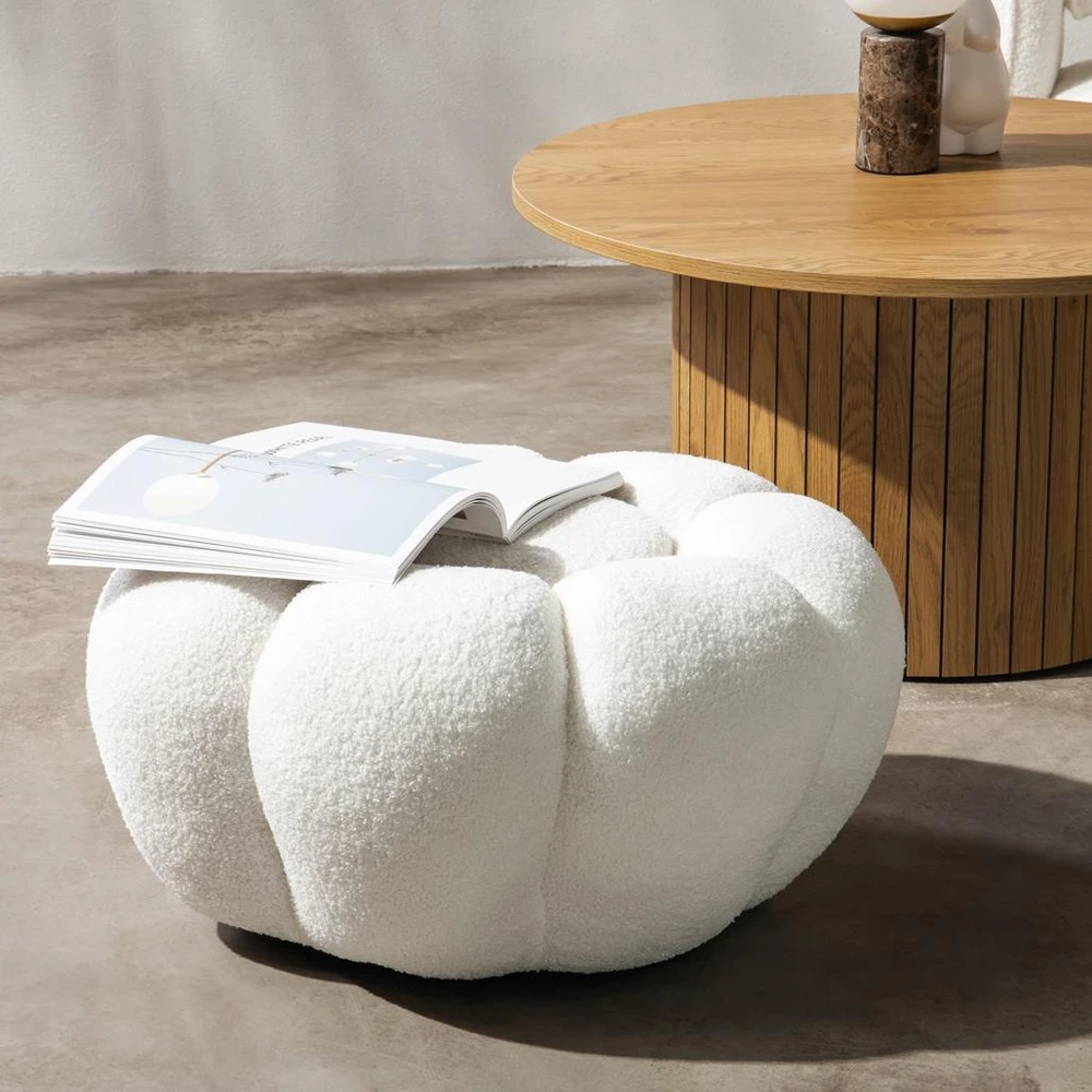 Novanook Pufas, PERLE, 61x61x31 cm, Baltas