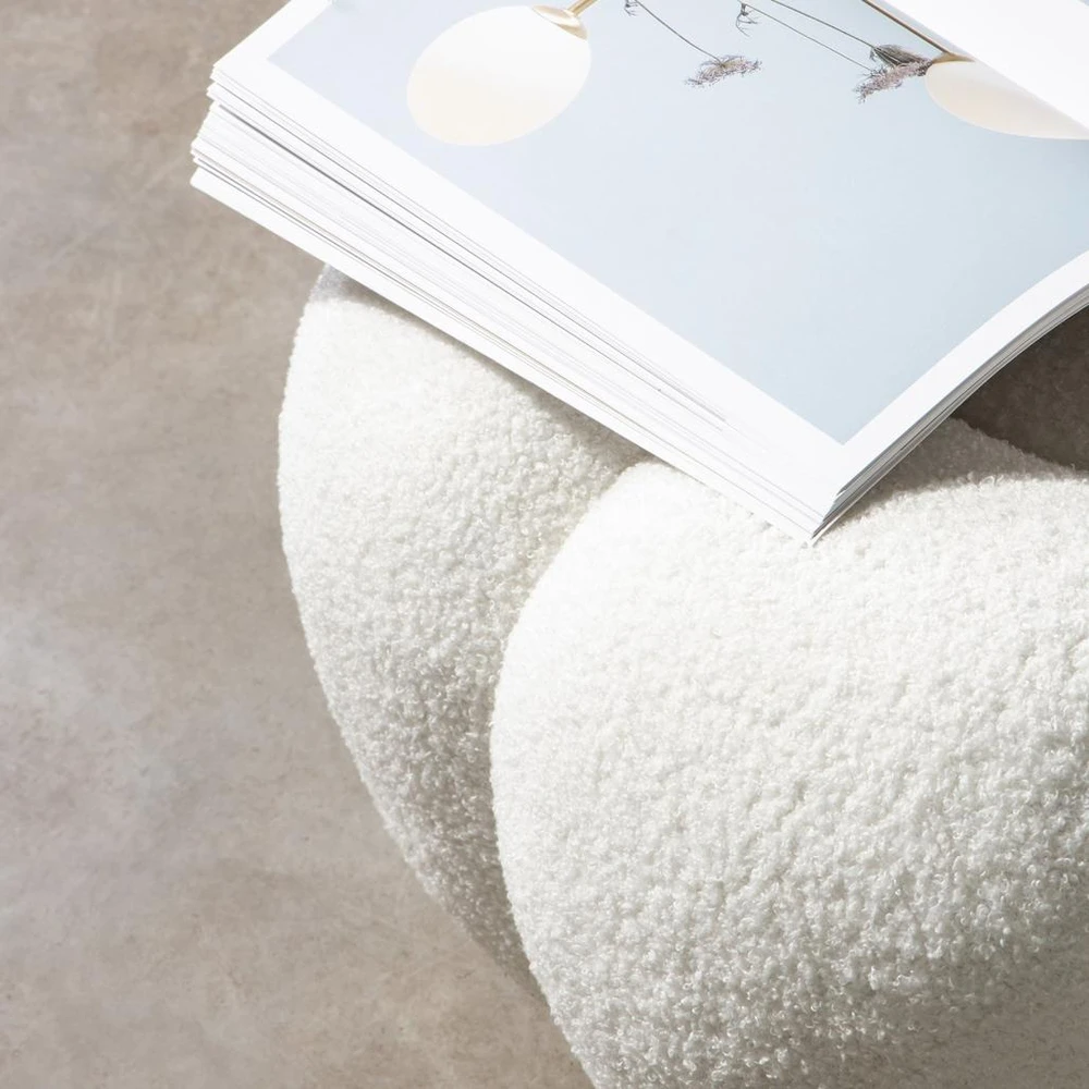 Novanook Pufas, PERLE, 61x61x31 cm, Baltas