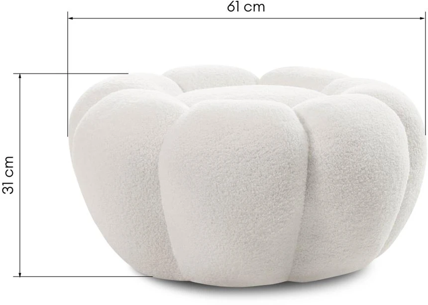 Novanook Pufas, PERLE, 61x61x31 cm, Baltas