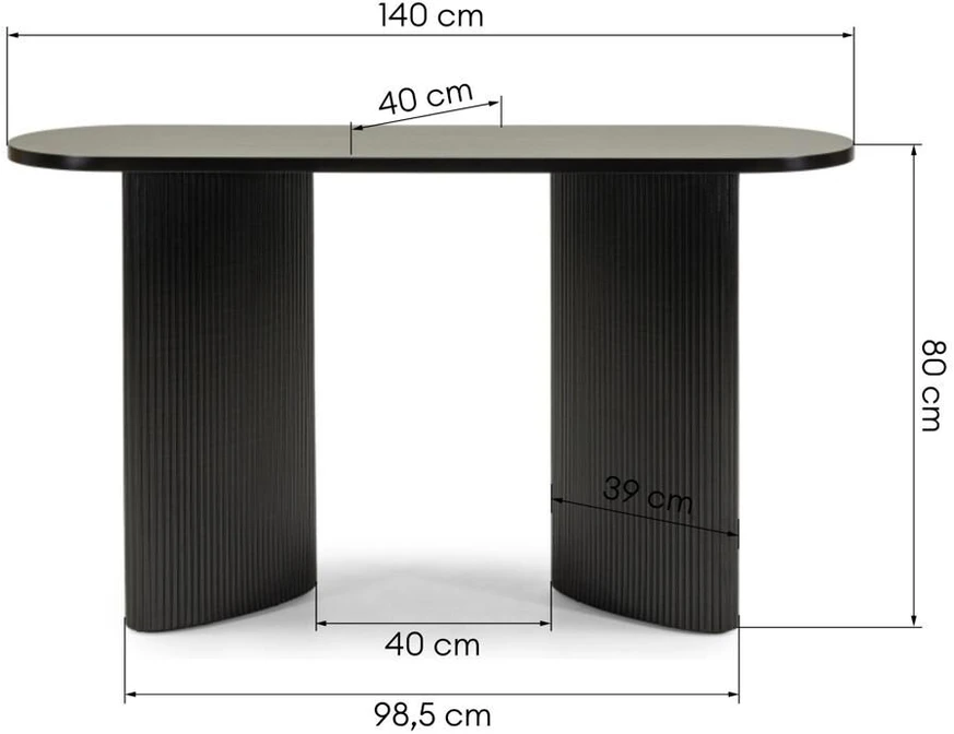 Novanook Rašomasis stalas, ALREQUIN, 140x40x80 cm, Juodas
