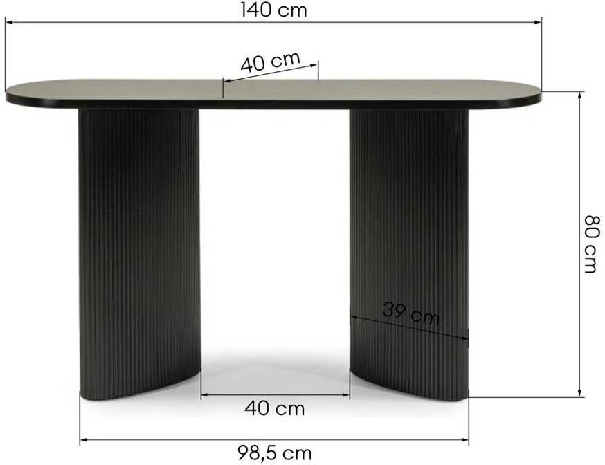 Novanook Rašomasis stalas, ALREQUIN, 140x40x80 cm, Juodas
