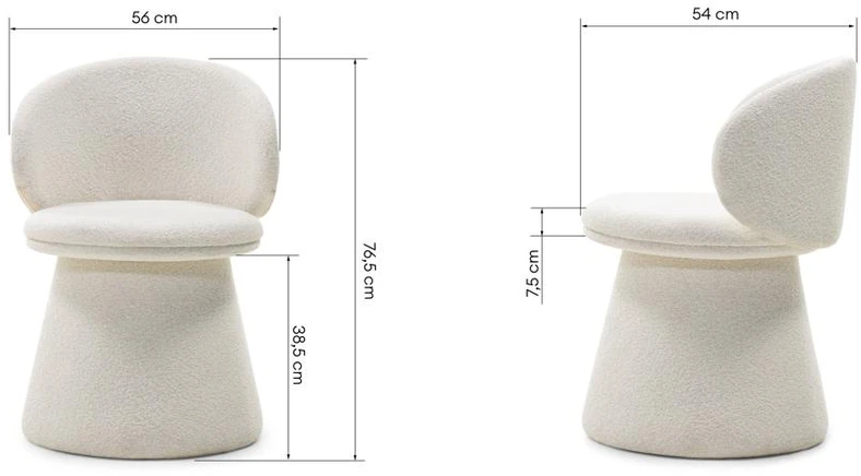 Novanook Sukamasis krėslas, CAMILLE, 56x54x76,5 cm, Baltas