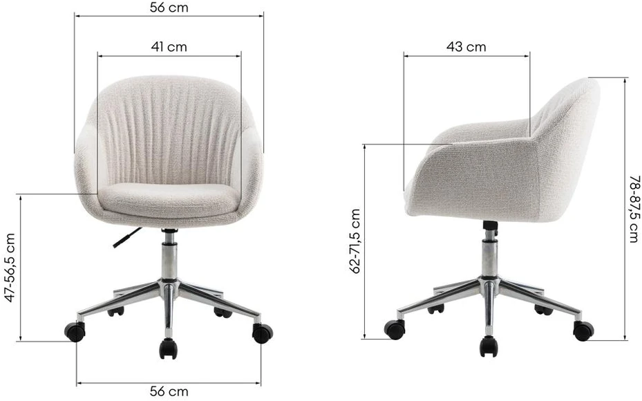 Novanook Sukamasis krėslas, OTELLO, 78-87,5x56x56 cm, Kremas