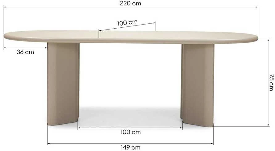 Novanook Valgomojo stalas, LOREN, 75x220x100 cm, Smėlio spalvos