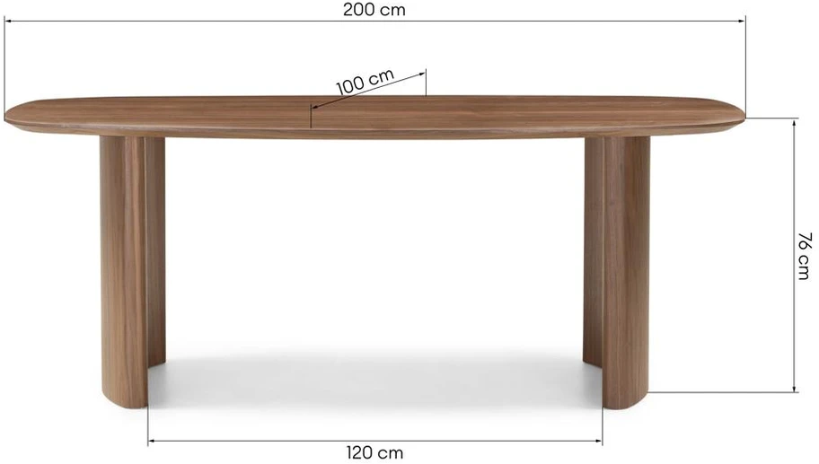 Novanook Valgomojo stalas, MARIS, 100x200x76 cm, Riešutas