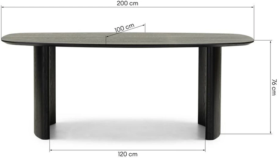 Novanook Valgomojo stalas, MARIS, 76x200x100 cm, Tamsiai rudas