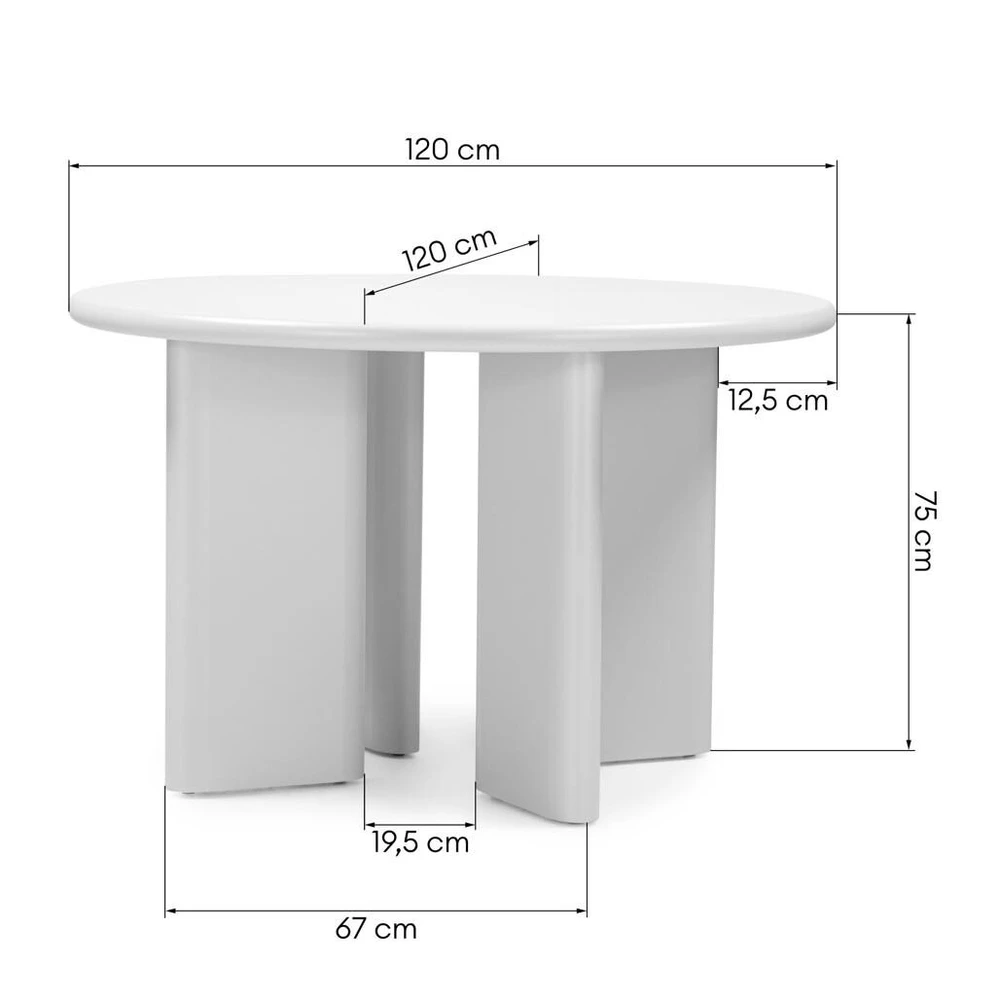 Novanook Valgomojo stalas, MOLIQ, 120x120x75 cm, smėlio pilkas