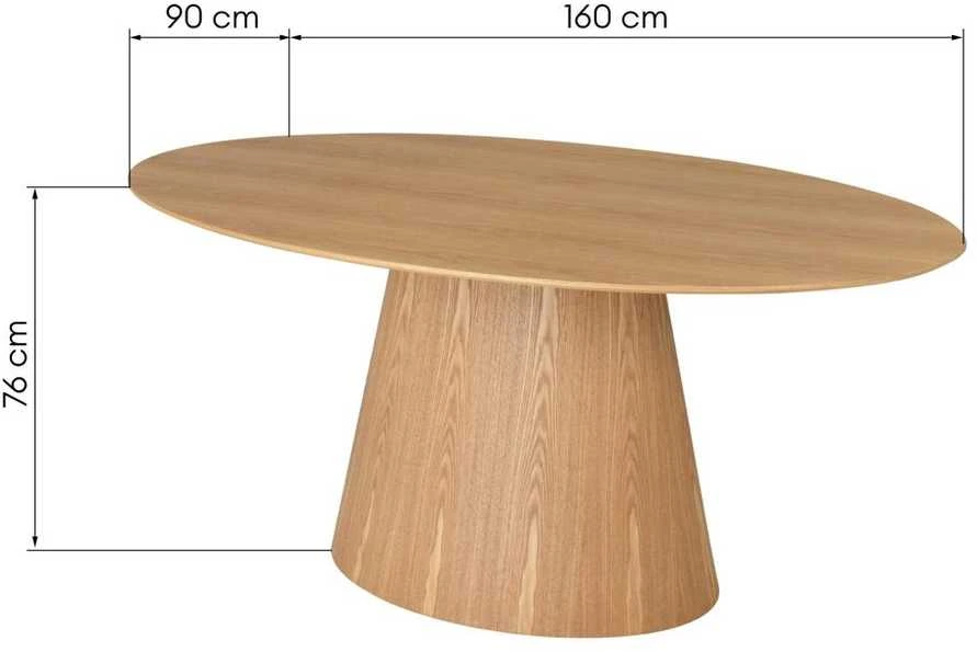 Novanook Valgomojo stalas, NOEL, 76x160x90 cm, natūrali mediena