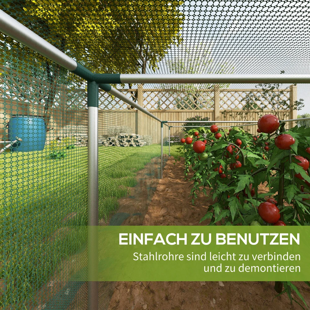Outsunny 1,25 x 3,73 m sodo tinklas, augalų apsaugos palapinė su užtrauktuku, apsauginis tinklas nuo vabzdžių, vėjui atsparus tinklas daržovėms, apsauginis tinklas nuo kenkėjų