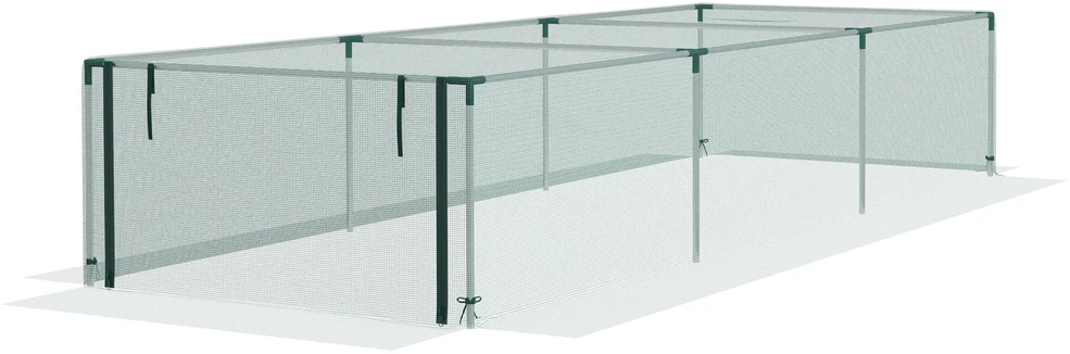 Outsunny 1,25 x 3,73 m sodo tinklas, augalų apsaugos palapinė su užtrauktuku, apsauginis tinklas nuo vabzdžių, vėjui atsparus tinklas daržovėms, apsauginis tinklas nuo kenkėjų