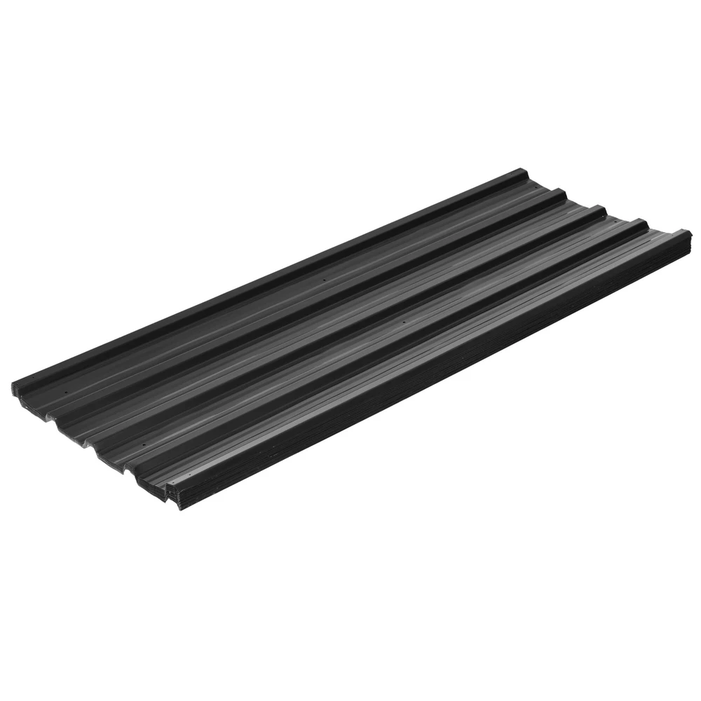Outsunny 12 vnt. trapecinės skardos lakštai 129x45cm 7m² cinkuota stogo danga 0,25 mm atspari oro sąlygoms profiliuota skarda cinkuotas plienas stogo plokštės stogo panelės plieninės skardos lakštai gofruotos skardos lakštai stogui sandėliukui stoginei tamsiai pilka