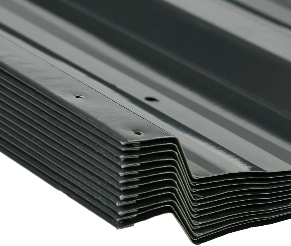 Outsunny 12 vnt. trapecinės skardos lakštai 129x45cm 7m² cinkuota stogo danga 0,25 mm atspari oro sąlygoms profiliuota skarda cinkuotas plienas stogo plokštės stogo panelės plieninės skardos lakštai gofruotos skardos lakštai stogui sandėliukui stoginei tamsiai pilka