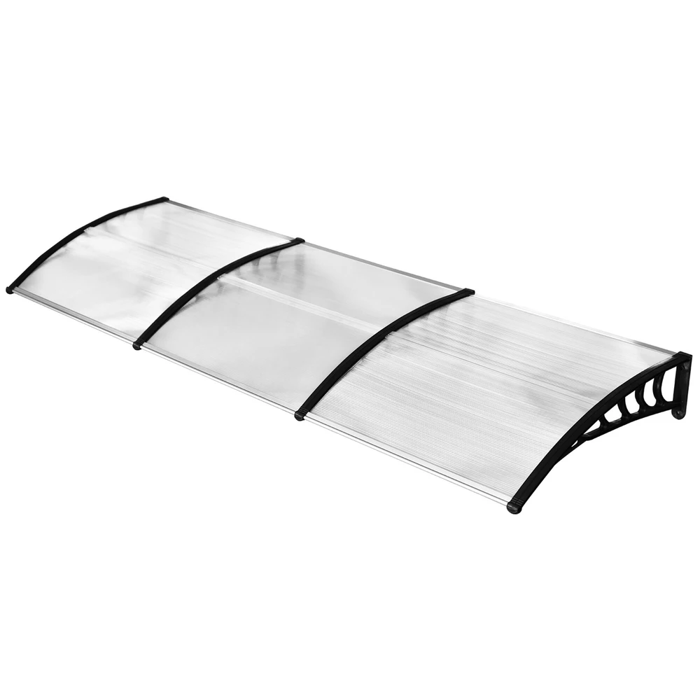 Outsunny stogelis durims, 90 x 295 cm, arkos formos polikarbonatinis stogelis su apsauga nuo UV spindulių, apsauga nuo saulės ir lietaus
