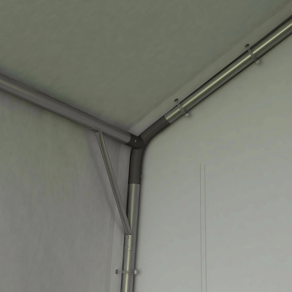 Outsunny garažo palapinė, 2,1 x 3,6 x 2,35 m sandėliavimo palapinė su apsauga nuo UV spindulių, užtraukiamos durys, vandeniui atspari plėvelinė garažo palapinė motociklams, sodo įrankiams, tamsiai pilka