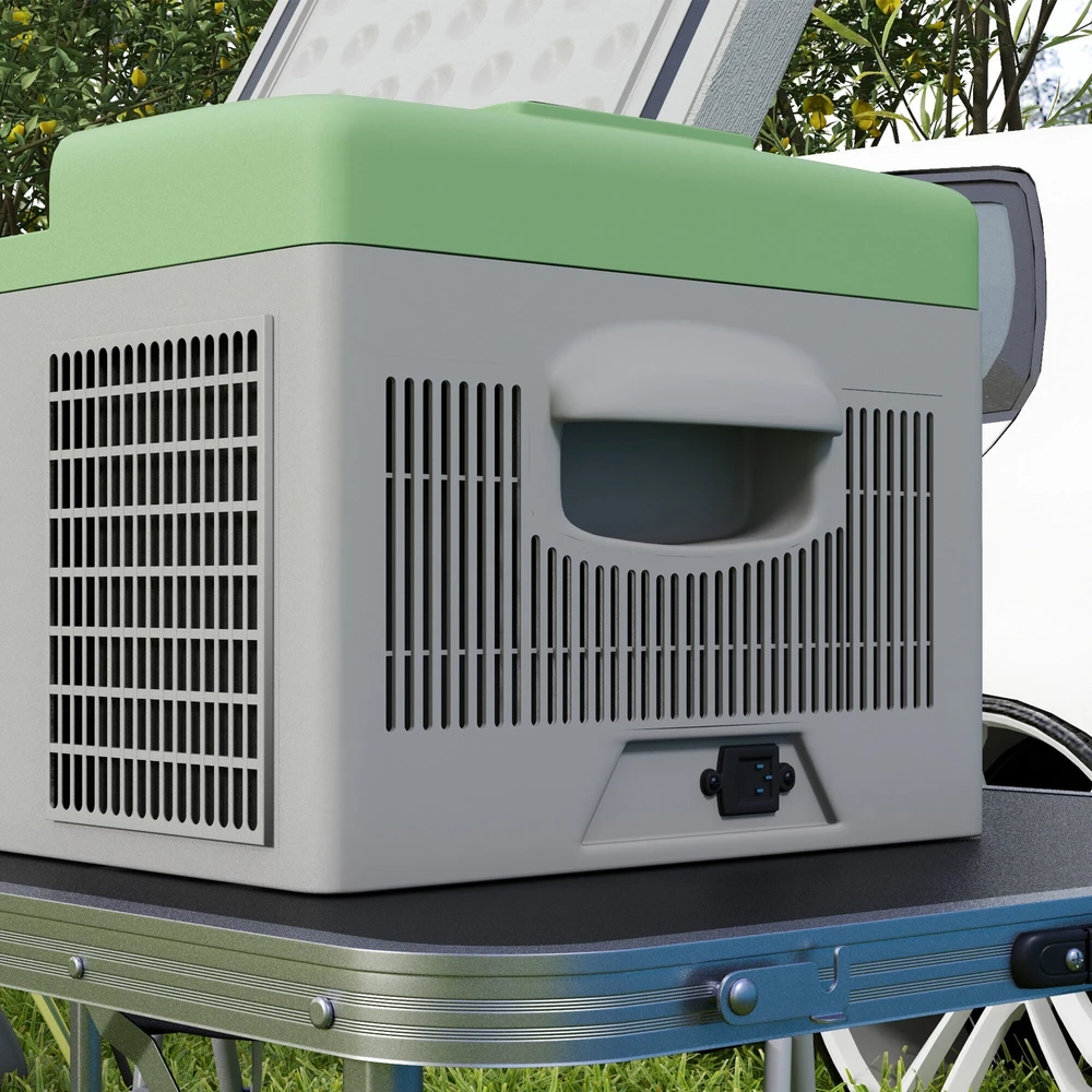 Outsunny kompresorinis šaldytuvas 16 l, automobilinis šaldytuvas 12/24 V DC ir 100-240 V AC, iki -20 °C, nešiojama šaldymo dėžė su MAX/ECO režimais, mini šaldytuvas stovyklavimui, sunkvežimiui, valčiai, kemperiui ir elektros lizdui