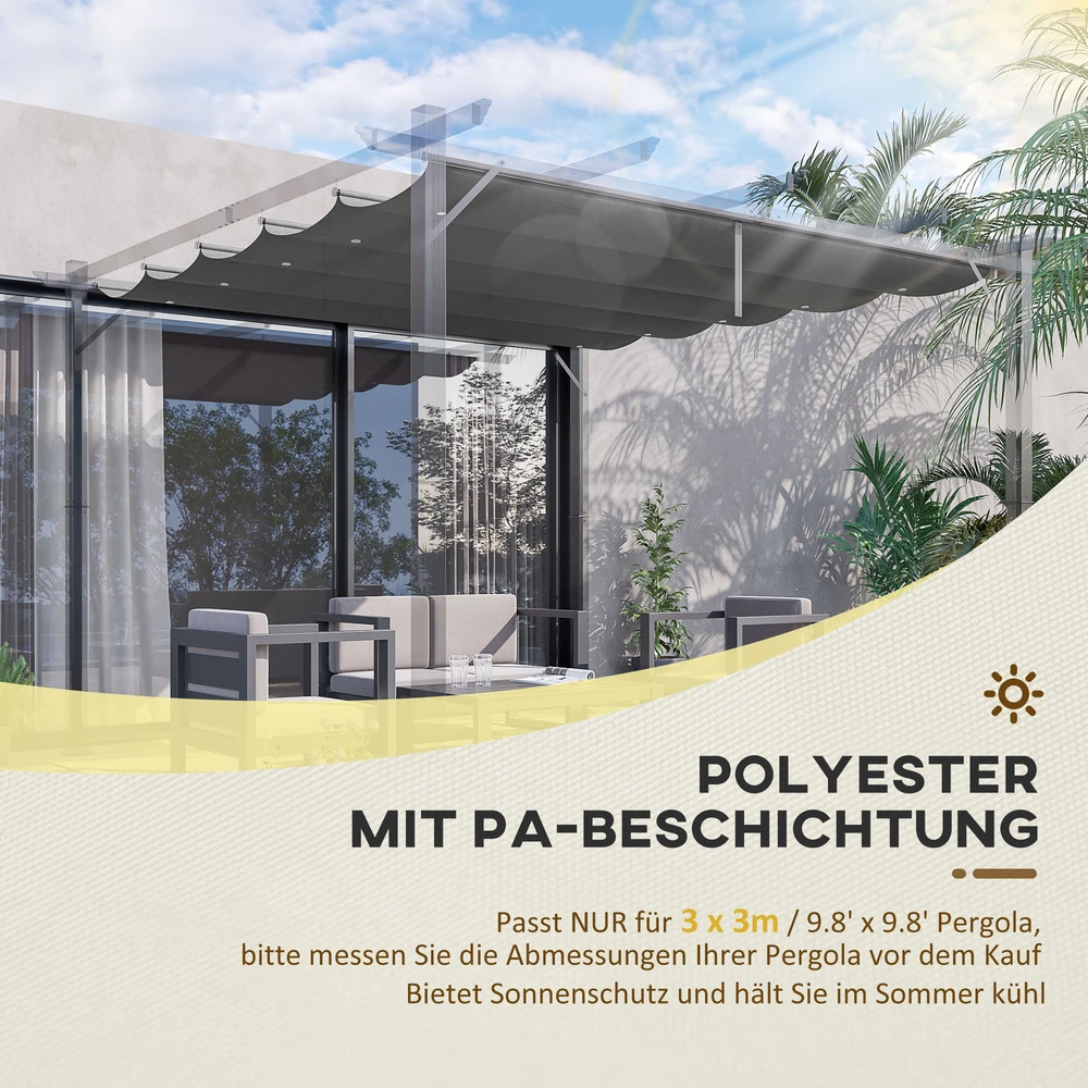 „Outsunny“ pakaitinis stogas pavėsinei, 2,5 x 2,55 m, stogelis nuo saulės su drenažo angomis, sodui, terasai, tamsiai pilkas
