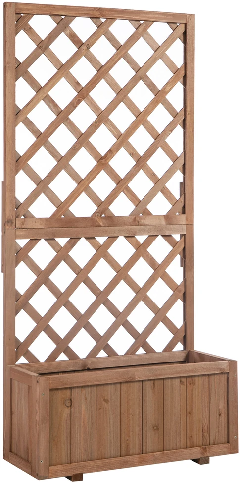 Outsunny pakelta lysvė su grotelėmis gėlėms, vazonas, rėmas vijokliniams augalams, rožių arka, medinė, natūrali, 72,5 x 31,5 x 149,5 cm
