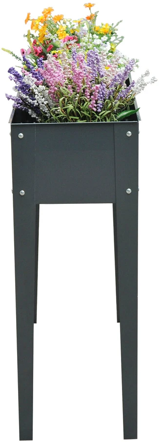 Outsunny paaukštinta lysvė, prieskonių lysvė, vazonas su 3 drenažo skylutėmis, gėlių vazonas su kojelėmis, metalinis, 100 x 30 x 80 cm