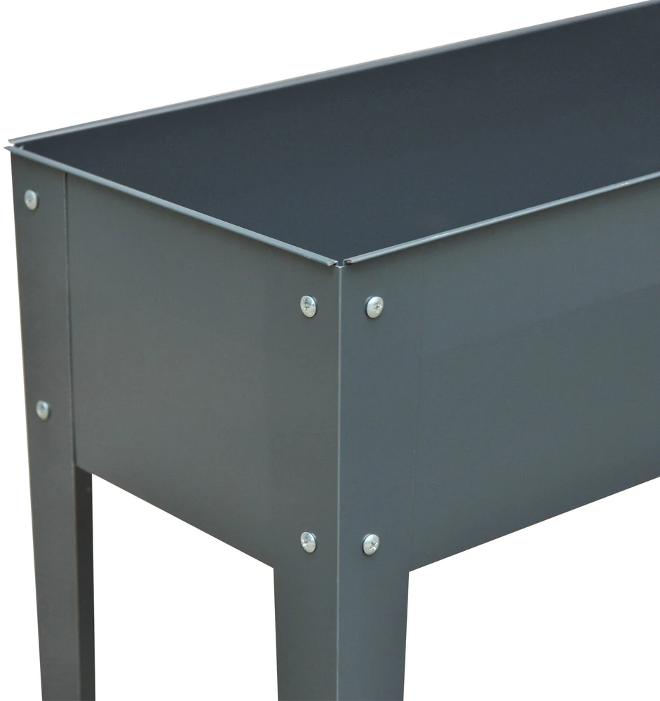 Outsunny paaukštinta lysvė, prieskonių lysvė, vazonas su 3 drenažo skylutėmis, gėlių vazonas su kojelėmis, metalinis, 100 x 30 x 80 cm
