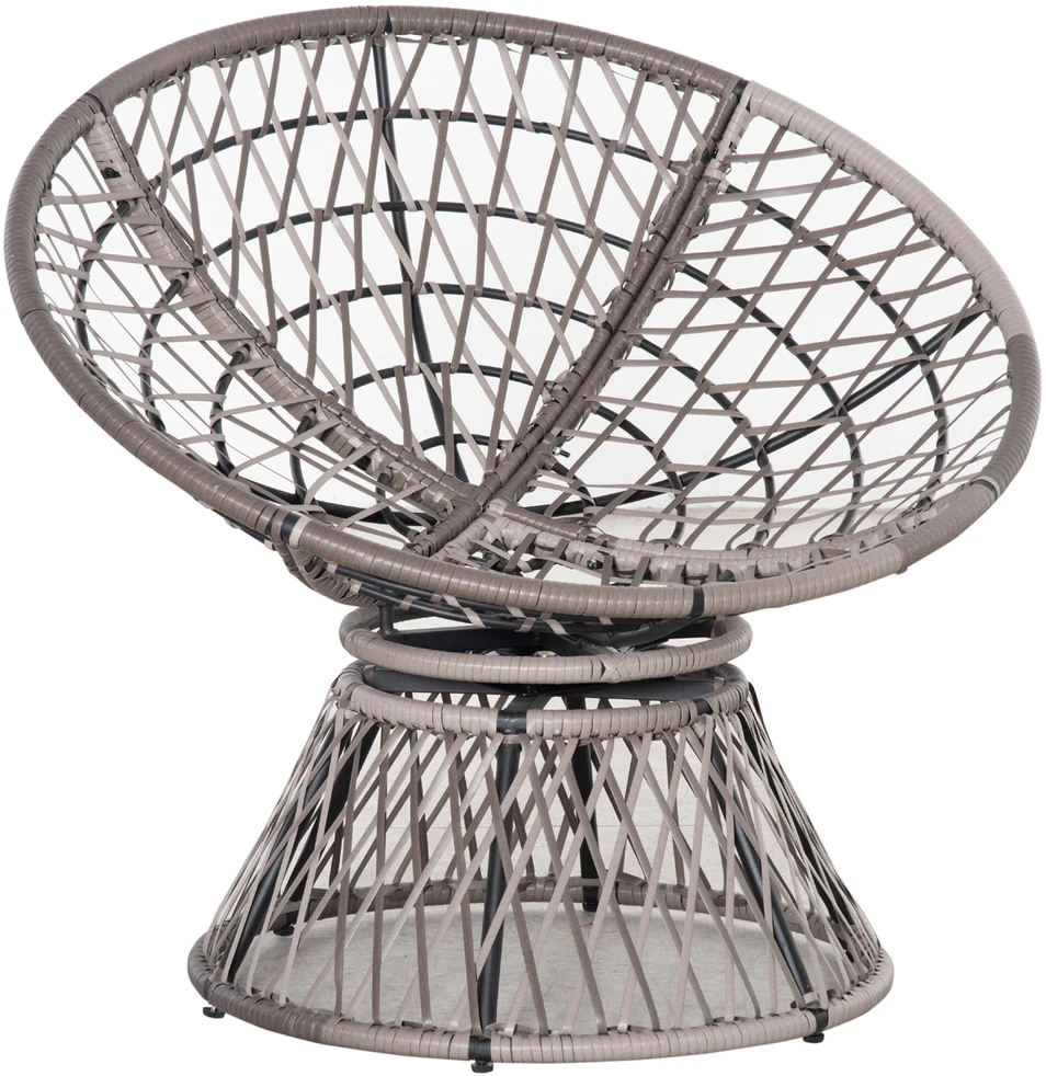 Lauko baldų komplektas "Outsunny" papasano fotelis Pintas fotelis fotelis su pagalvėle 360 laipsnių rotango pilkos spalvos W87 x D97 x H86 cm