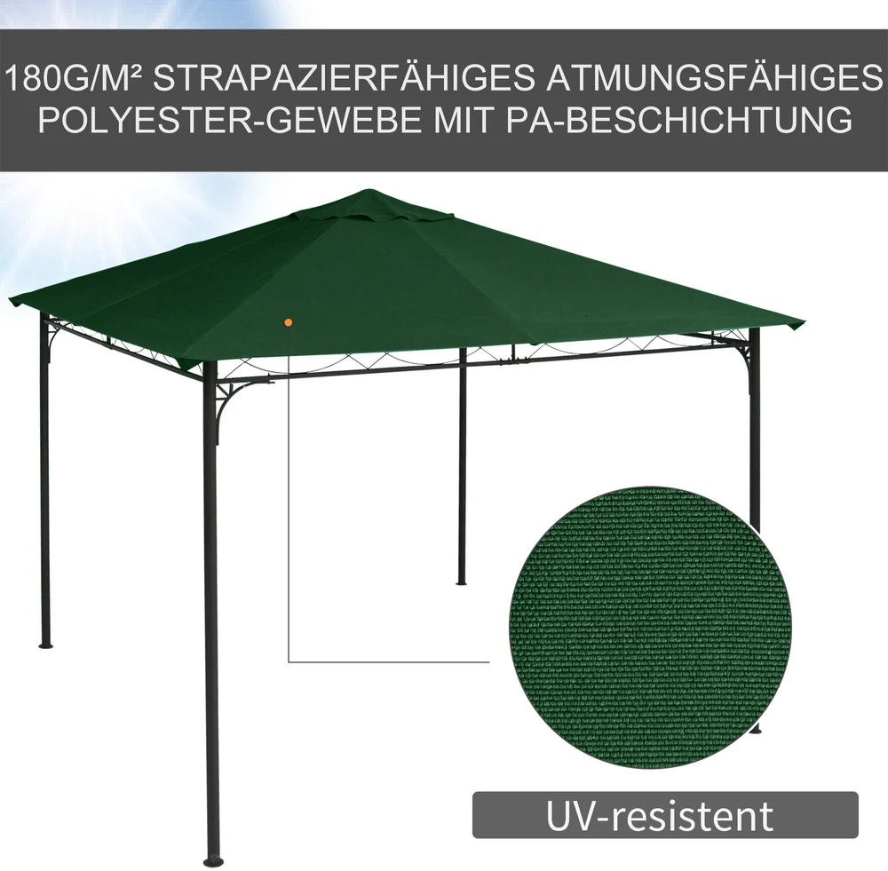 Outsunny Pakaitinis pavėsinės stogas - žalias, 2,98 x 2,95 m