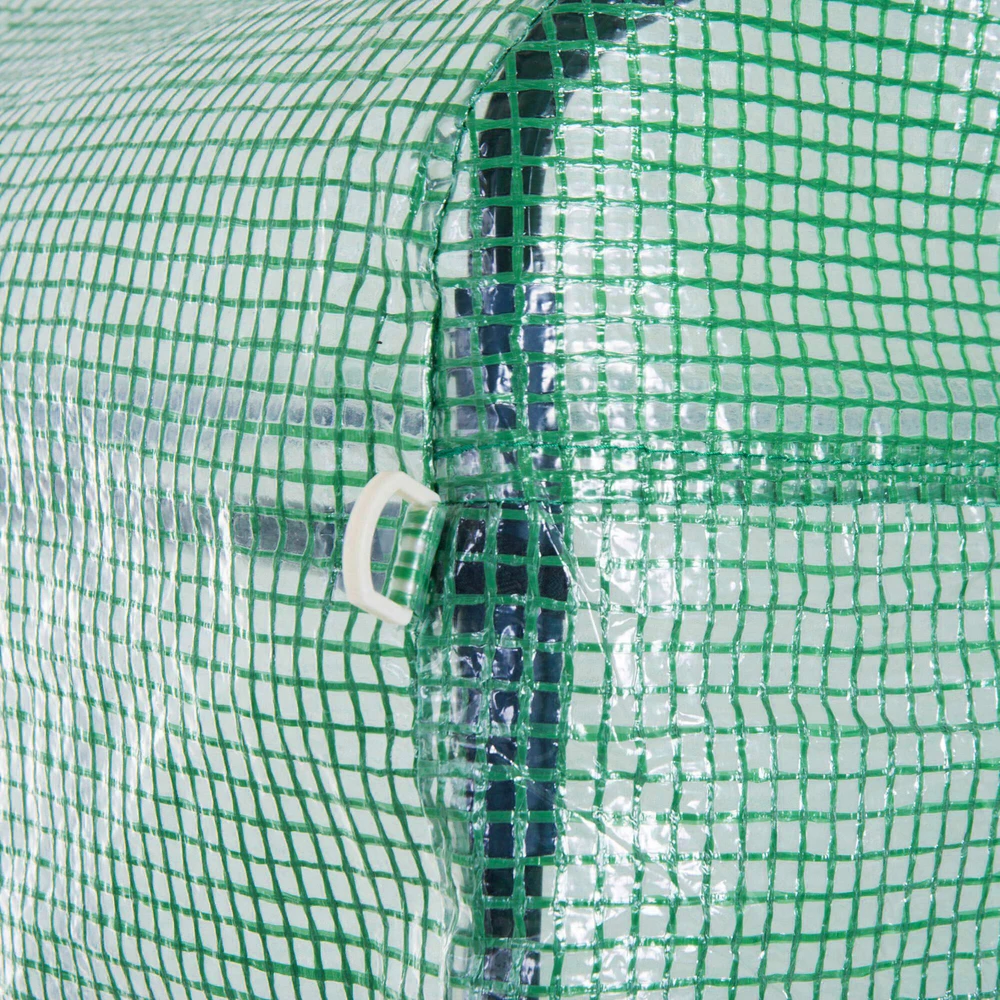 Outsunny plėvelinis šiltnamis, polietileno tunelis, 6x3x2 m, erdvus, su UV apsauga, pakeliamais šonais, plieno rėmas, žalias