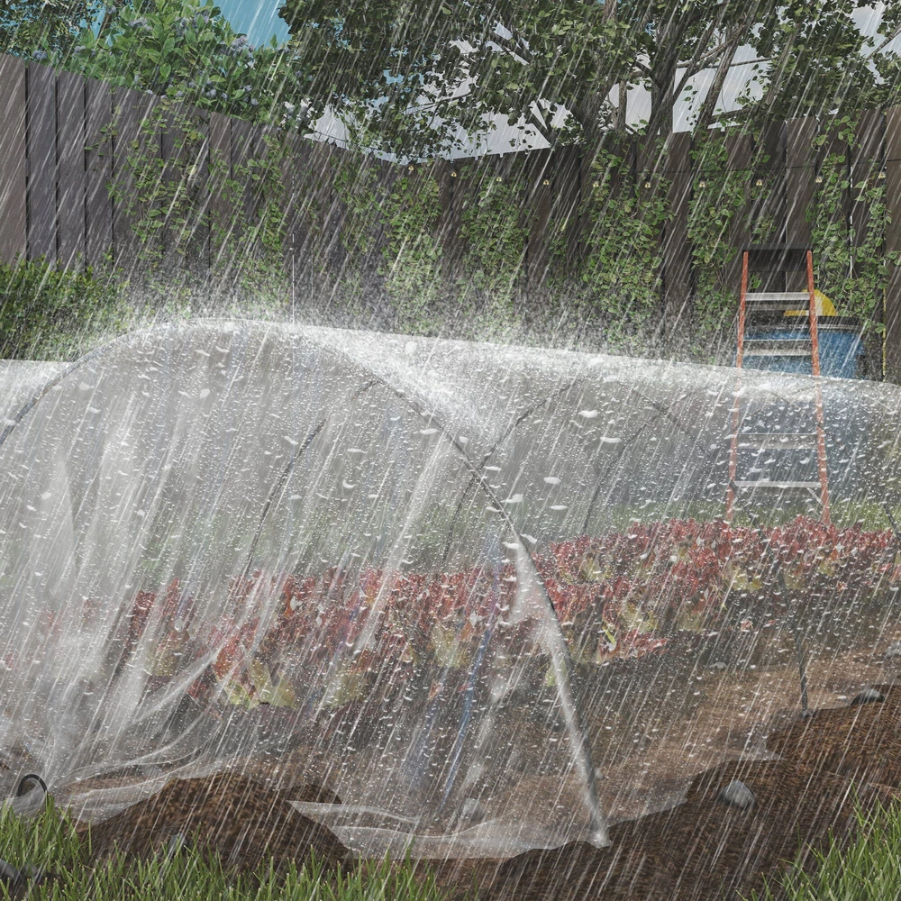 Outsunny šiltnamio plėvelė 7x8 m, vandeniui atspari sodo plėvelė su apsauga nuo UV spindulių, itin stora, plyšimui atspari plastikinė plėvelė, dengiamasis tentas šiltnamiams, tunelinė plėvelė lauko darbams, skaidri