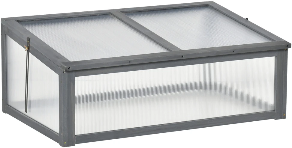 Outsunny medinis daigyklinis šiltnamis, mini šiltnamis 100 x 65 x 40 cm, šiltnamis su dangčiu, atsparus UV spinduliams, šviesai laidus daigyklinis rėmas, žiemai atspari pakelta lysvė sodui, pilkas