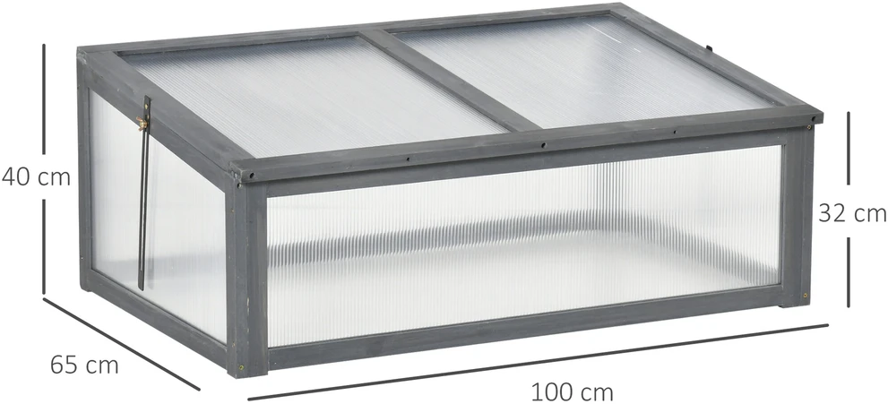 Outsunny medinis daigyklinis šiltnamis, mini šiltnamis 100 x 65 x 40 cm, šiltnamis su dangčiu, atsparus UV spinduliams, šviesai laidus daigyklinis rėmas, žiemai atspari pakelta lysvė sodui, pilkas