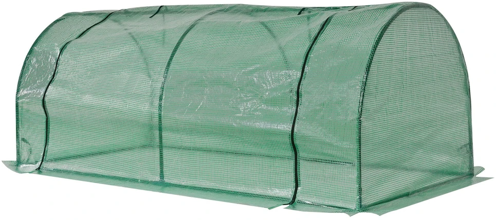 Outsunny plėvelinis šiltnamis su užtraukiamais langais, atsparus žiemai, plieno, vandeniui atsparus, balkonui, sodui, pomidorams, su UV apsauga 200x100x80cm, žalias