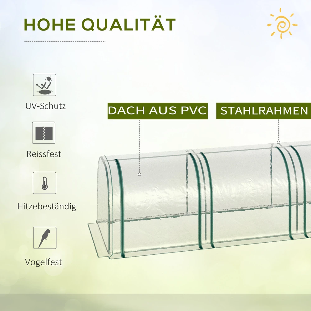Outsunny plėvelinis šiltnamis, šiltnamis, šiltadaržis su durimis, daigykla, augalų namelis, augalų auginimui, plėvelė, plienas, skaidrus, 295 x 100 x 80 cm