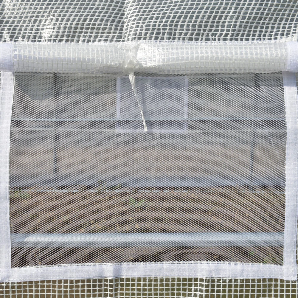 Outsunny plėvelinis šiltnamis su apsauga nuo UV spindulių, 3,97 x 3,02 x 2 m, pomidorų šiltnamis su šoninėmis durimis, vėjui atsparus tunelinis šiltnamis, plieno, baltas
