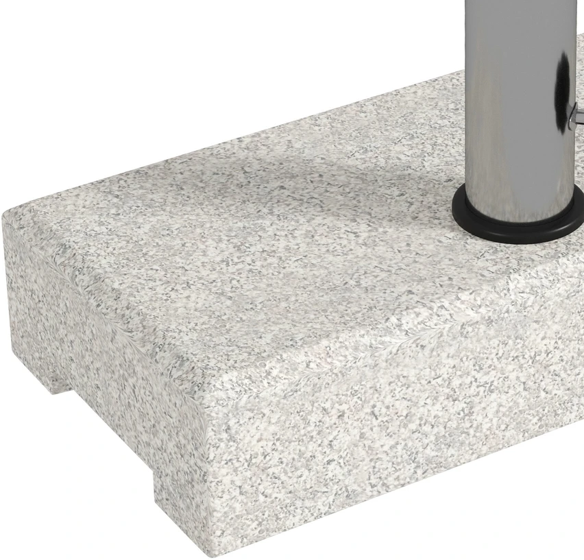 Outsunny skėčio stovas 25 kg, stovas pusapvaliam skėčiui su Ø32/38/48 mm kotu, granito pagrindas, pilkas