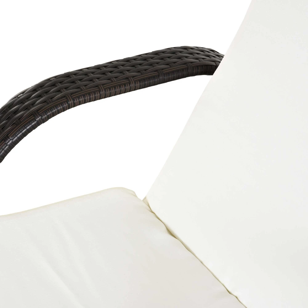 Outsunny sodo gultas, rotango gultas, mobilus su pagalve ir ratukais, polirotango ir metalo, kavos rudos spalvos, 200 x 73 x 30–103 cm
