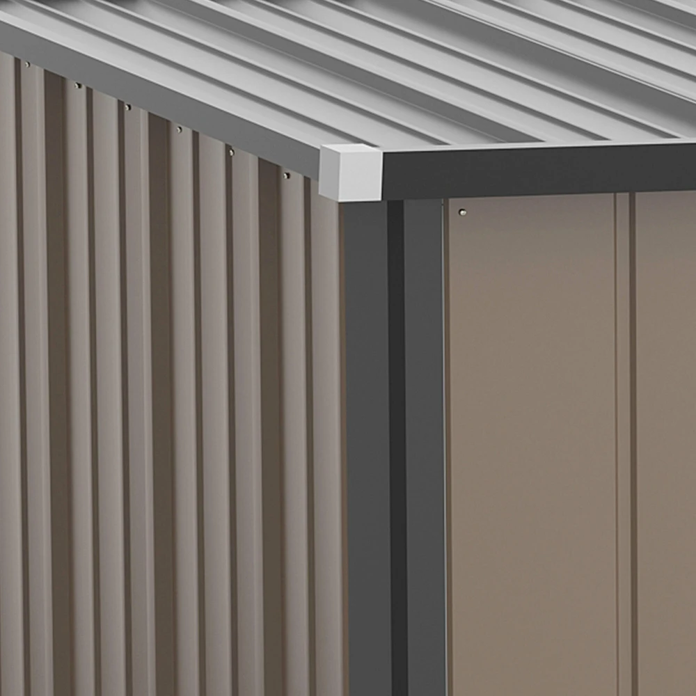 Outsunny sodo namelis su vienšlaičiu stogu 1,34 m², metalinis sodo namelis, įrankių pašiūrė, cinkuotas plienas, rudas, 161,5 x 94,5 x 196 cm