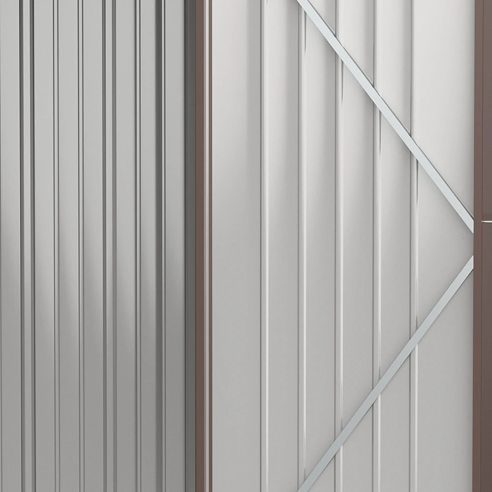 Outsunny sodo namelis su vienšlaičiu stogu 1,34 m², metalinis sodo namelis, įrankių pašiūrė, cinkuotas plienas, rudas, 161,5 x 94,5 x 196 cm
