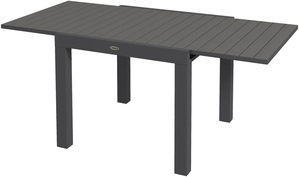 Outsunny sodo stalas, valgomasis stalas 6 asmenims, terasos stalas, išskleidžiamas balkono stalas, apkrova iki 70 kg, aliuminis, pilkas, 81/162 x 80 x 75 cm