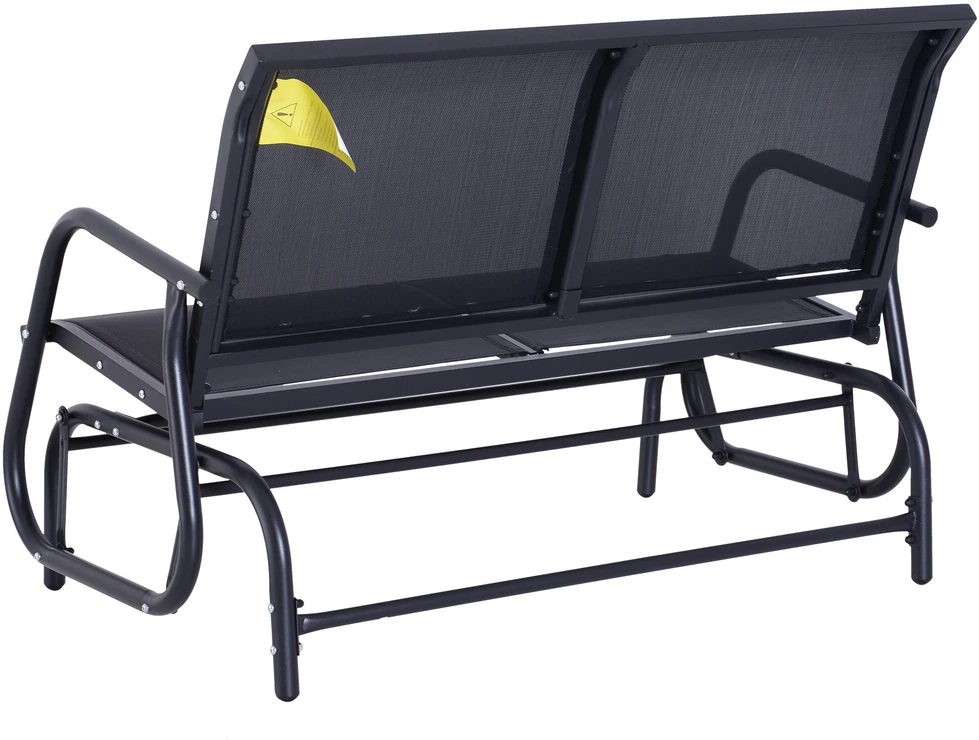 Outsunny 2 vietų sūpynės, sodo suoliukas, lauko suoliukas, parko suoliukas, metalinis, juodas, 120 x 70 x 88 cm