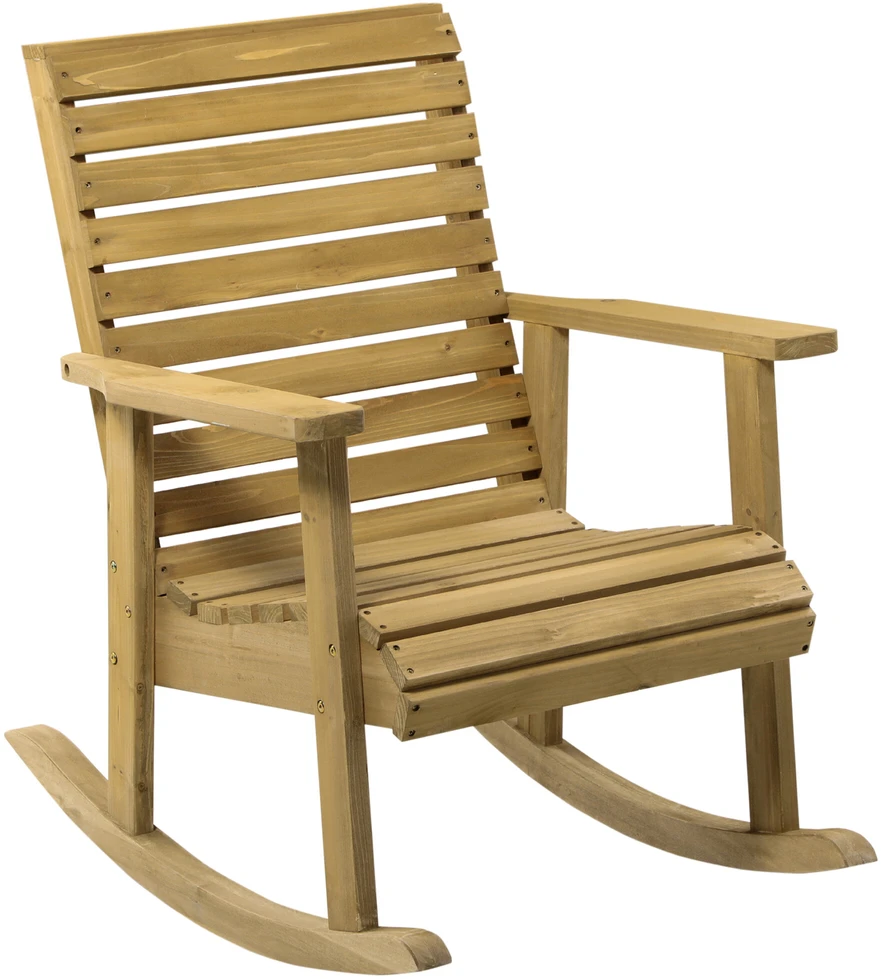„Outsunny“ supama kėdė, krėslas su porankiais, sodo kėdė, poilsio kėdė balkonui, terasai, keliamoji galia iki 130 kg, eglės mediena, šviesiai ruda