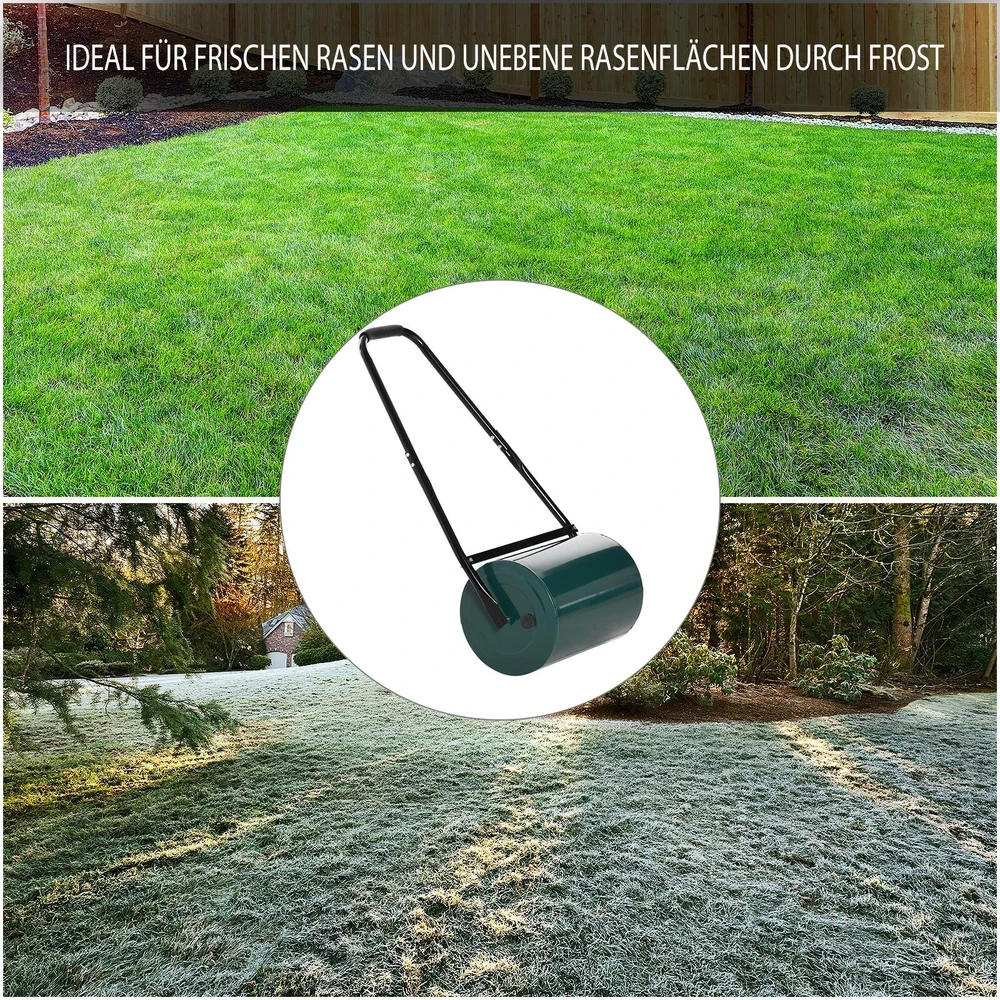 Outsunny vejos volas, sodo volas su U formos rankena, 31 cm skersmens, 30 cm darbinio pločio, 40 l talpos vandeniui/smėliui, metalinis, žalias