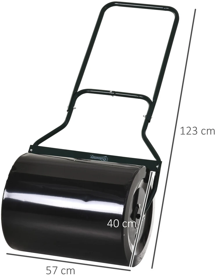 Outsunny vejos volas su U formos rankena, sodo volas, 40 cm skersmuo, 60 l vandens/smėlio talpa, metalinis, juodas, 57 x 40 x 123 cm