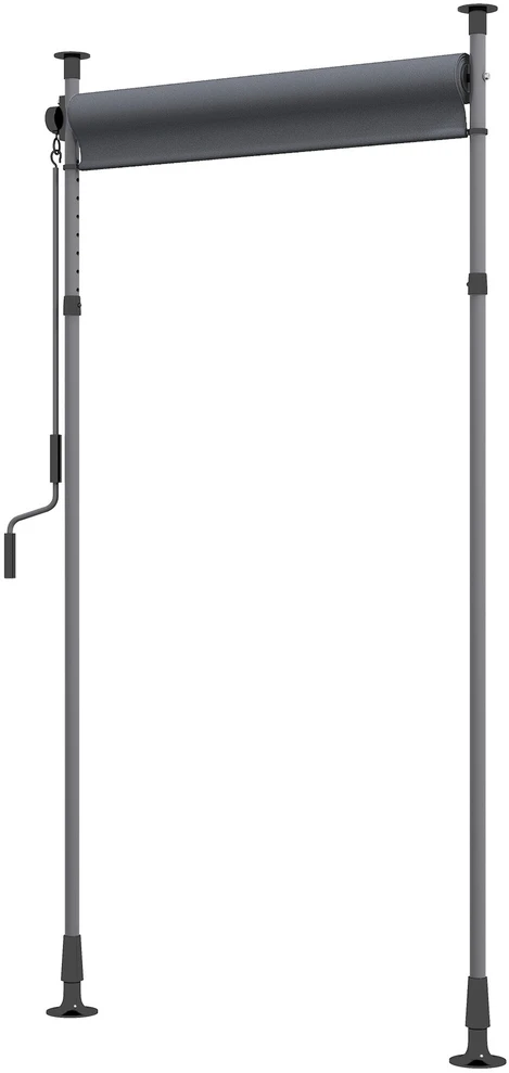 „Outsunny“ vertikali markizė su apsauga nuo saulės, balkono užuolaida 150 x 220–310 cm, balkono privatumo ekranas su rankena, atspari oro sąlygoms, poliesteris, tamsiai pilka