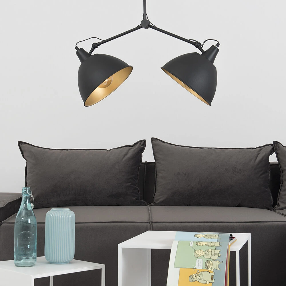Pakabinamas šviestuvas Customform Lempos, COBEN TWO HEAD, 1.04x1 m, Juoda