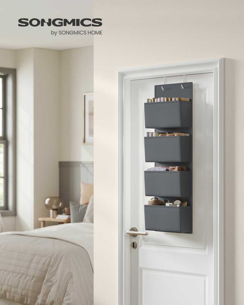 SONGMICS pakabinamas durų organizatorius su 4 kišenėmis, 33,5 x 12 x 100 cm, RDH04G