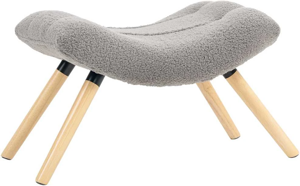HOMCOM sėdima taburetė, kojų atrama su berberų vilnos audiniu, paminkštinta taburetė iki 120 kg, svetainei, miegamajam, 67 x 45 x 38 cm, šviesiai pilka