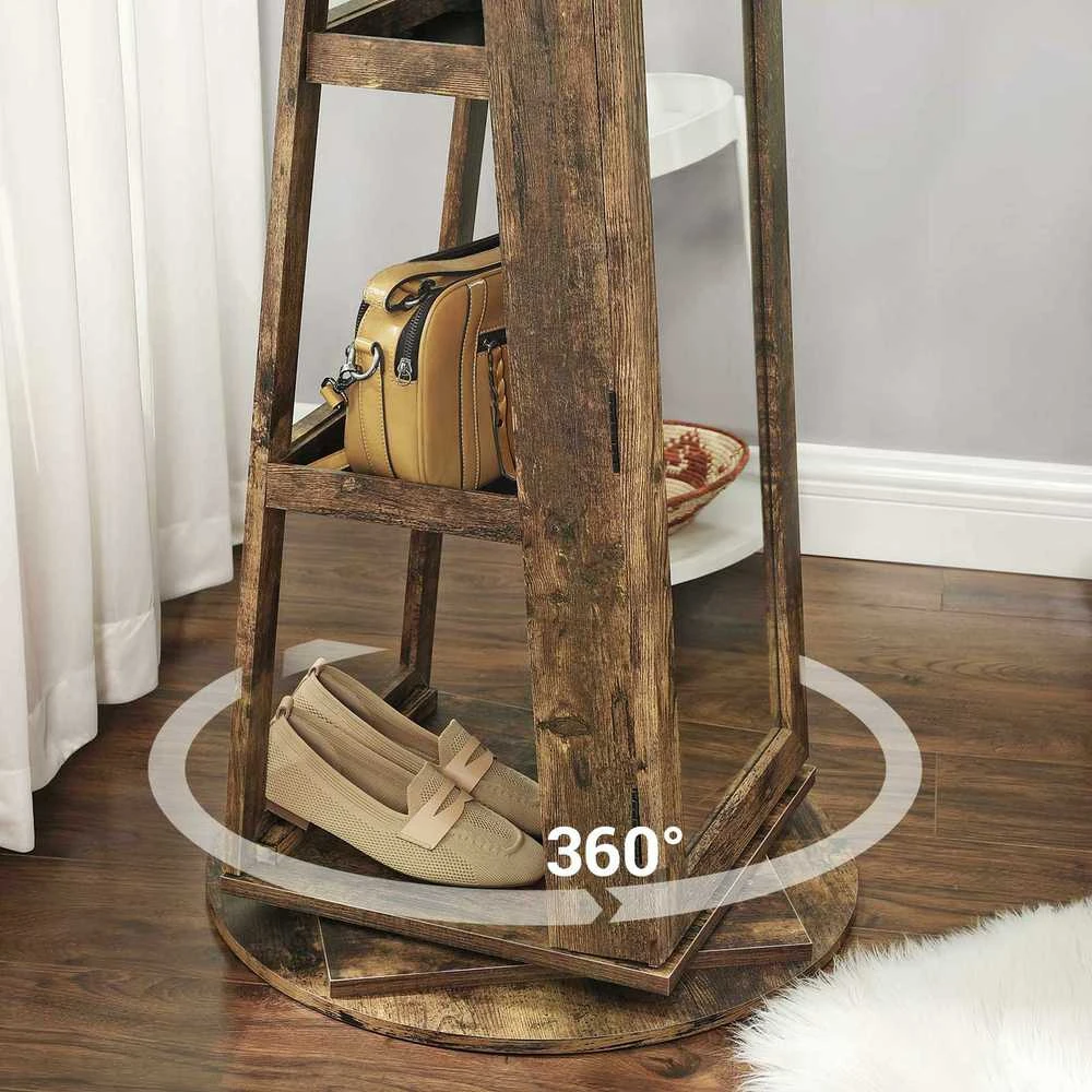 Songmics Juvelyrinių dirbinių spintelė 360° pasukama Vintage ruda