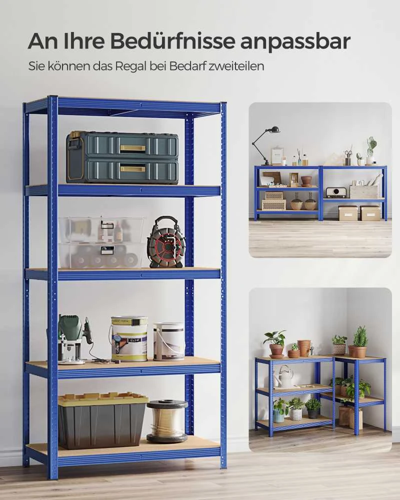 Lot De 2, Étagère De Rangement, 200 X 100 X 50 Cm, Capacité 600 Kg Cadre En Acier Marron